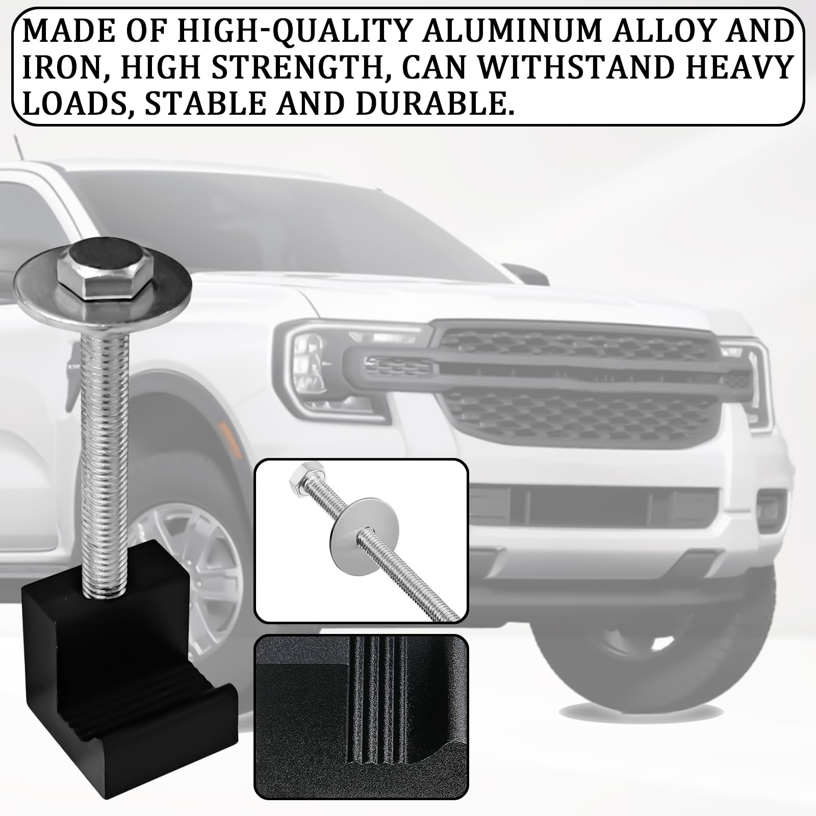 4PCS Black Truck Tool Box Mounting Kit with J Hook - Heavy Duty Aluminum Rail Mounting Kit for Pickup Truck Bed Toolboxes - Secure Tie Downs & Fastening Nuts Included - Perfect for Off-Road, Construction & Work Trucks