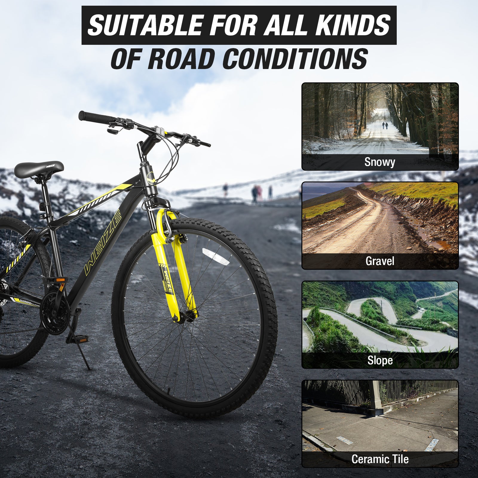 WEIZE 29 Inch Hardtail Mountain Bike for Men & Women - 21 Speed Trigger Shifter, Lightweight Aluminum Frame, Comfort Saddle & Suspension Fork - Perfect for Trail Riding, Commuting & Outdoor Adventures