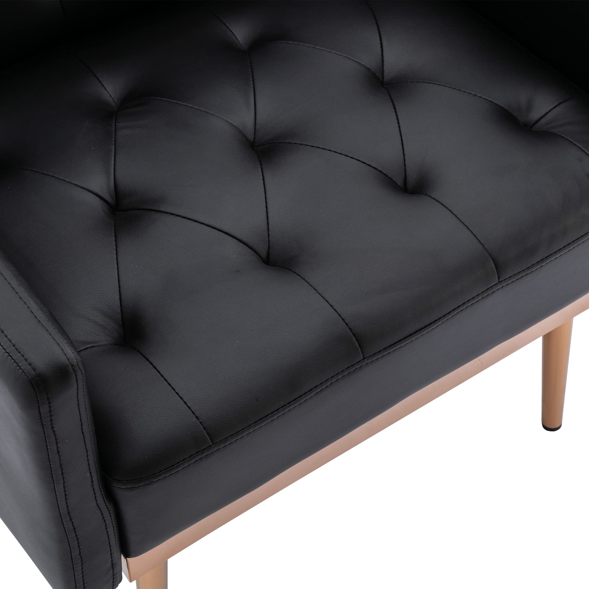 HomVent Faux Leather Armchair with Rose Gold Tapered Legs - Button Tufted Single Sofa Chair for Living Room, Club, Waiting Room - Perfect for Home Office, Reading Nook & Lounge Areas