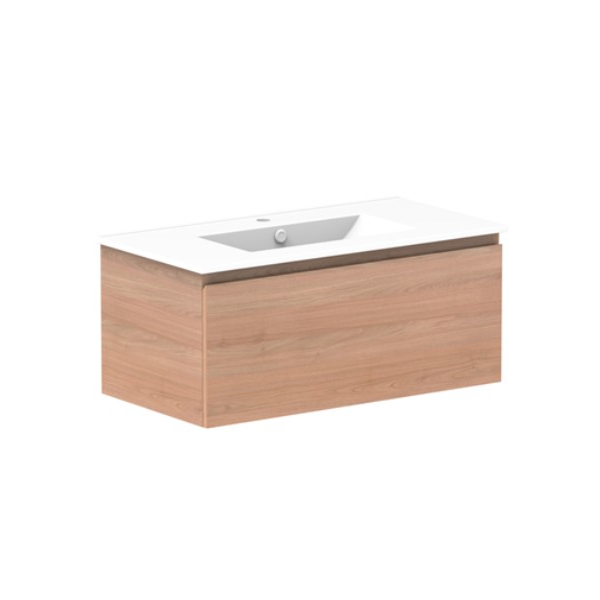 ADP Glacier Pro All Drawer Slim Vanity with Ceramic Top - Modern Bathroom Vanity with Storage for Small Spaces, Perfect for Apartments & Powder Rooms