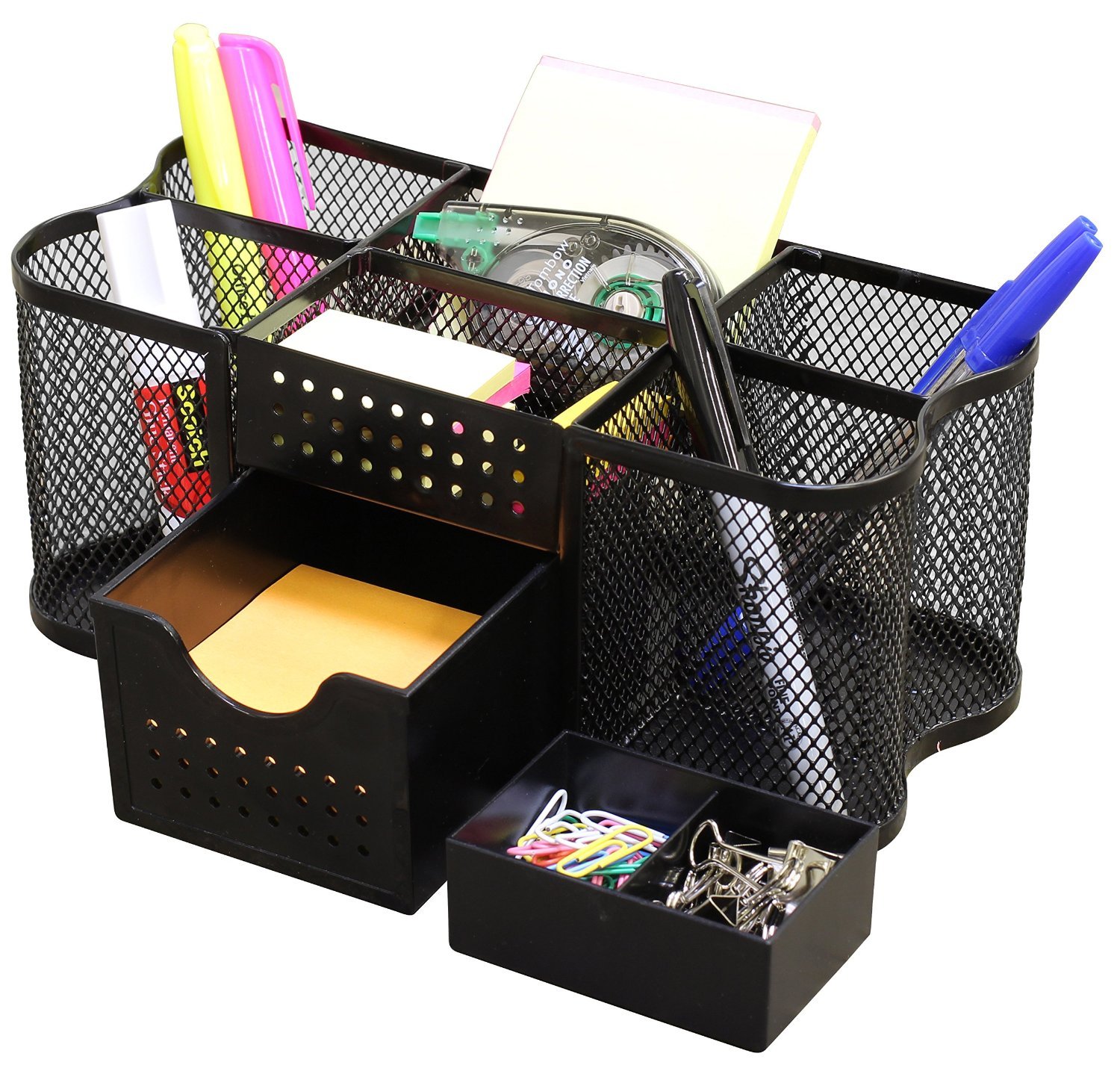 DecoBros Black Desk Organizer Caddy - Premium Office Supplies for Pencils, Pens & Stationery - Perfect for Home, Office & School Workspace Organization