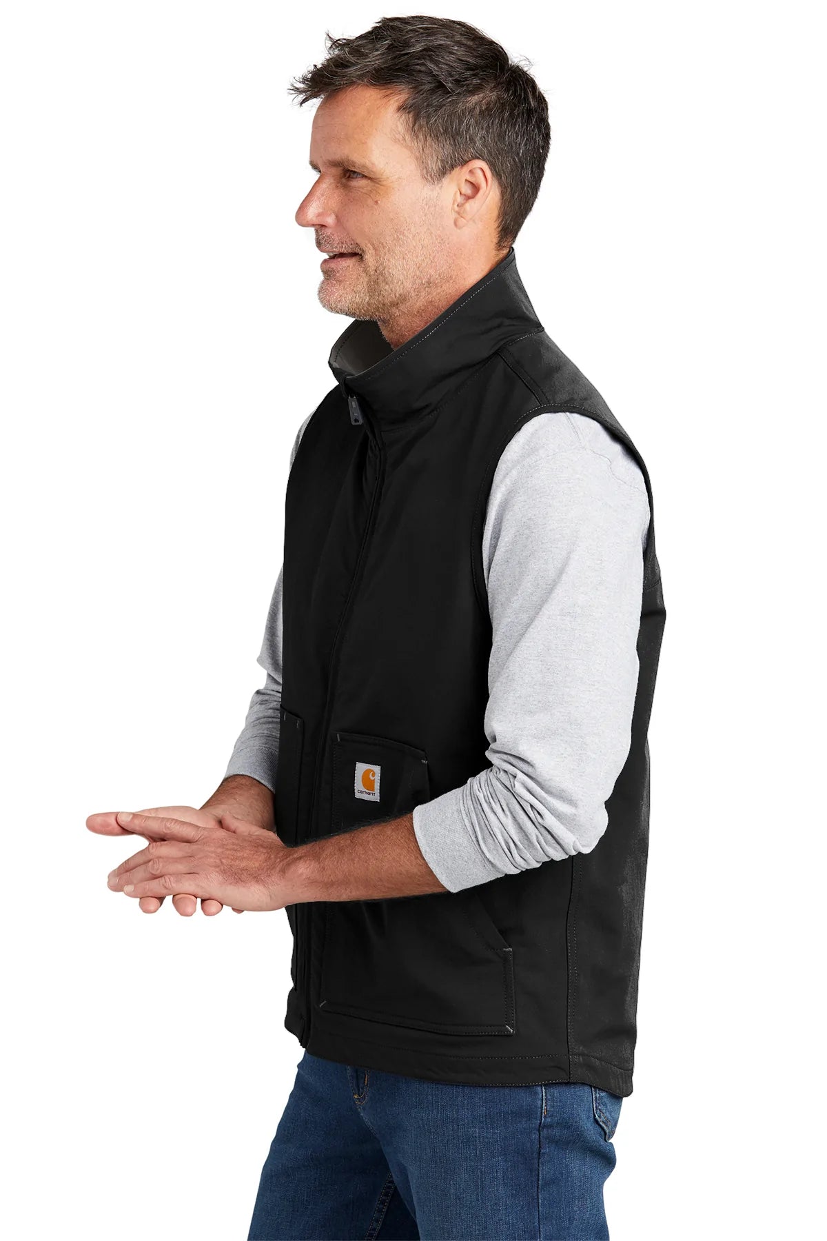 Carhartt Super Dux Soft Shell Customized Vests for Men - Black Workwear Jacket for Outdoor, Construction & Hunting | Durable & Water-Resistant