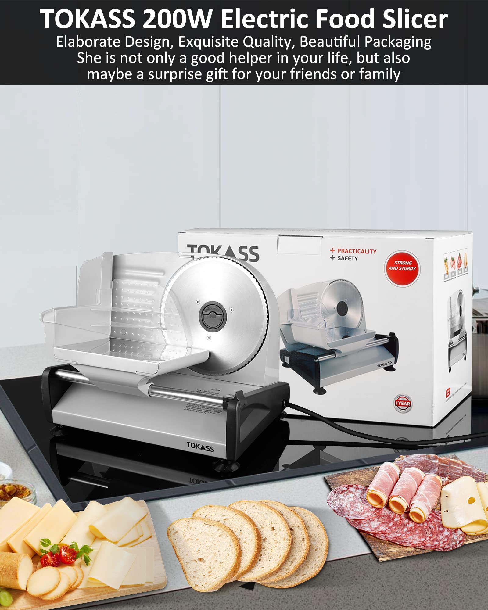 200W Electric Meat Slicer - 7.5