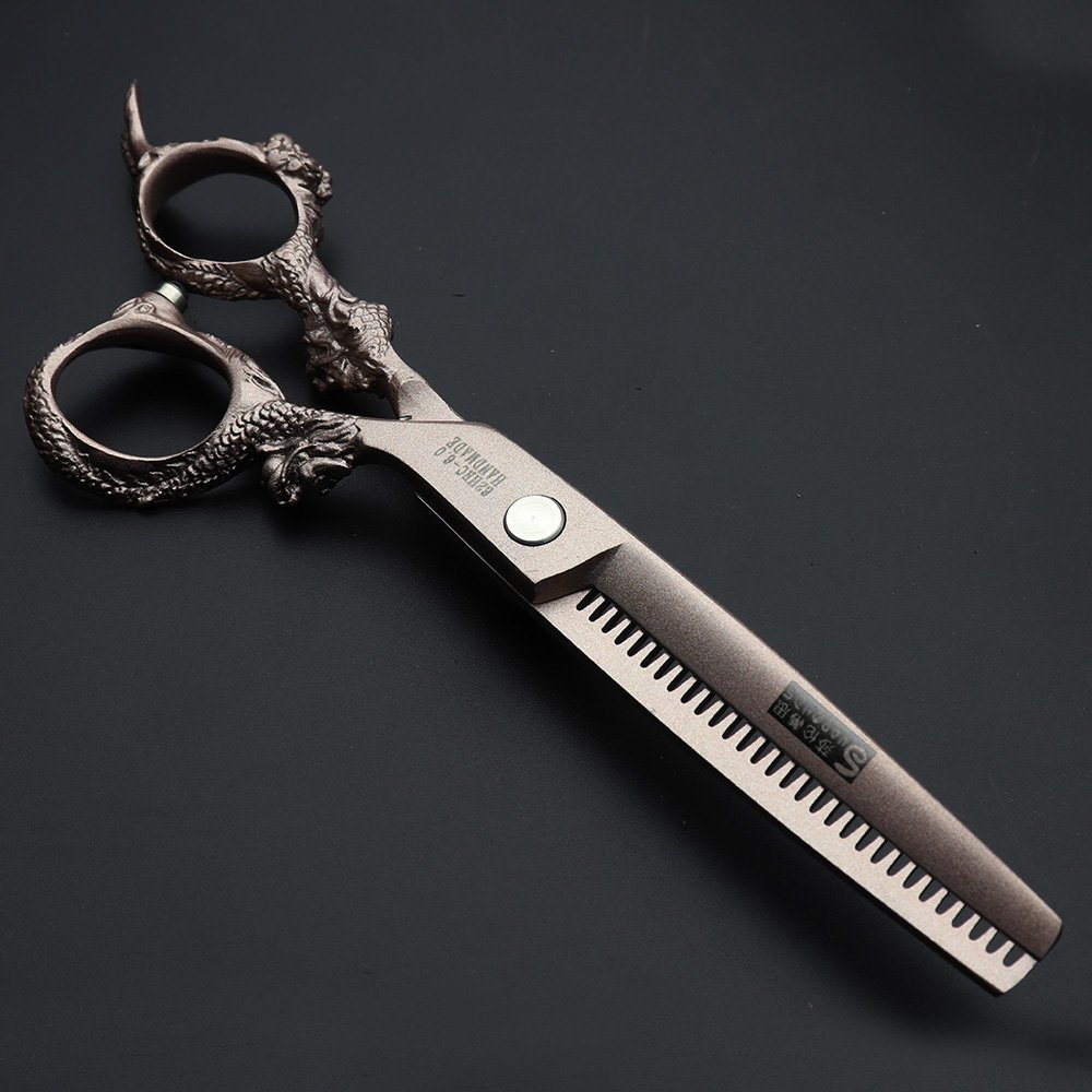 Professional 6 Inch Hair Cutting Scissors & Thinning Shears Set - Japan 440C Stainless Steel, Rose Gold - Precision Hairdressing Tools for Salon & Home Styling