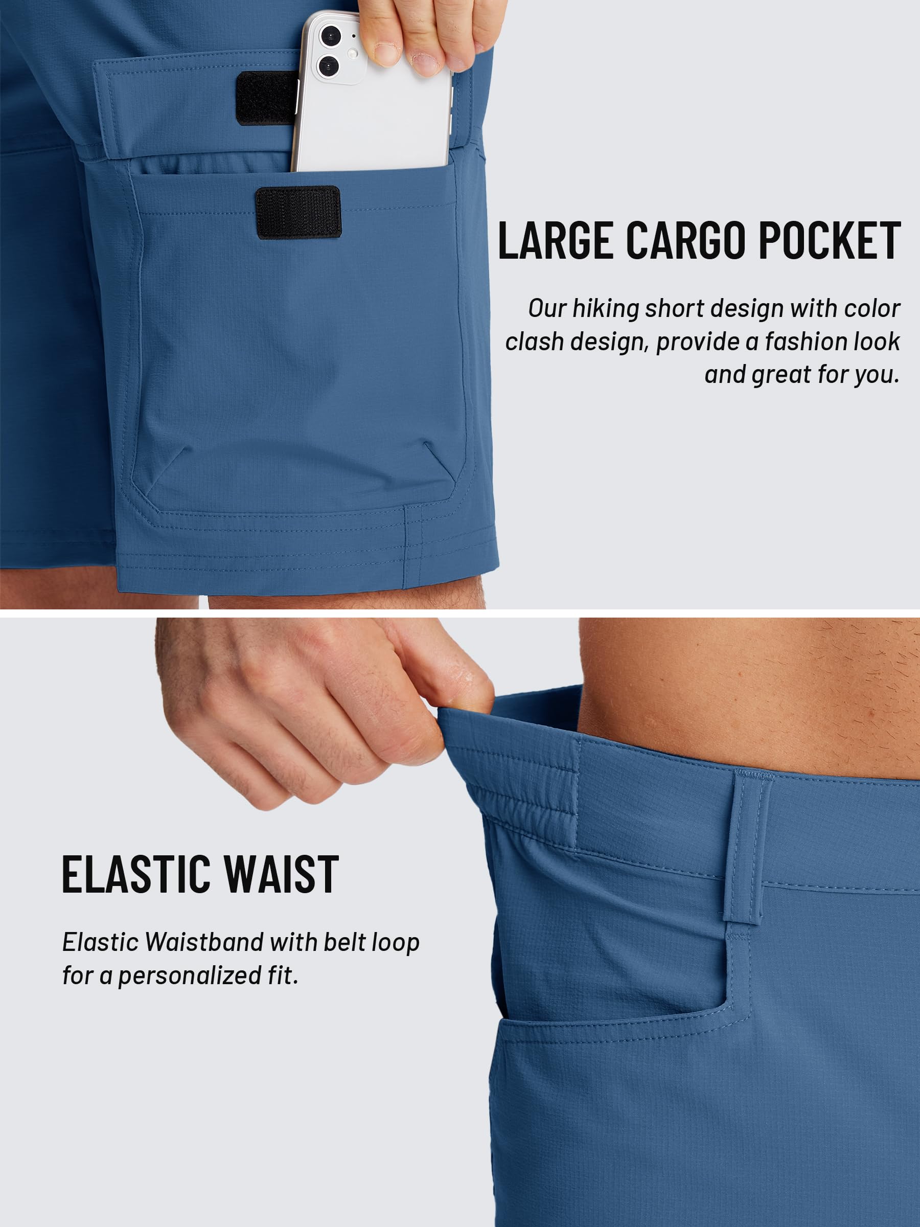 TACVASEN Men's Quick Dry Cargo Shorts - Lightweight Outdoor Hiking & Work Shorts for Summer - No Belt - Perfect for Camping, Travel & Casual Wear