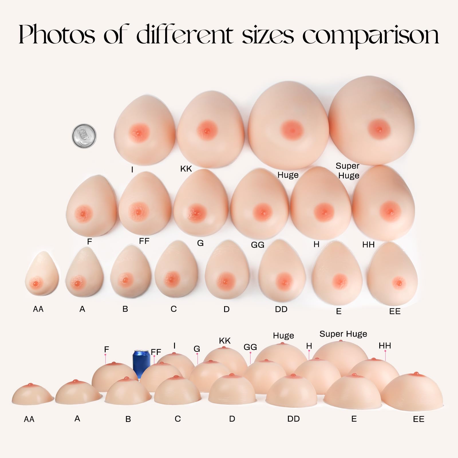Vollence Silicone Breast Forms - Natural Looking Fake Boobs for Mastectomy, Transgender Women & Crossdressers - Comfortable Prosthesis for Daily Wear, Swimwear & Special Occasions