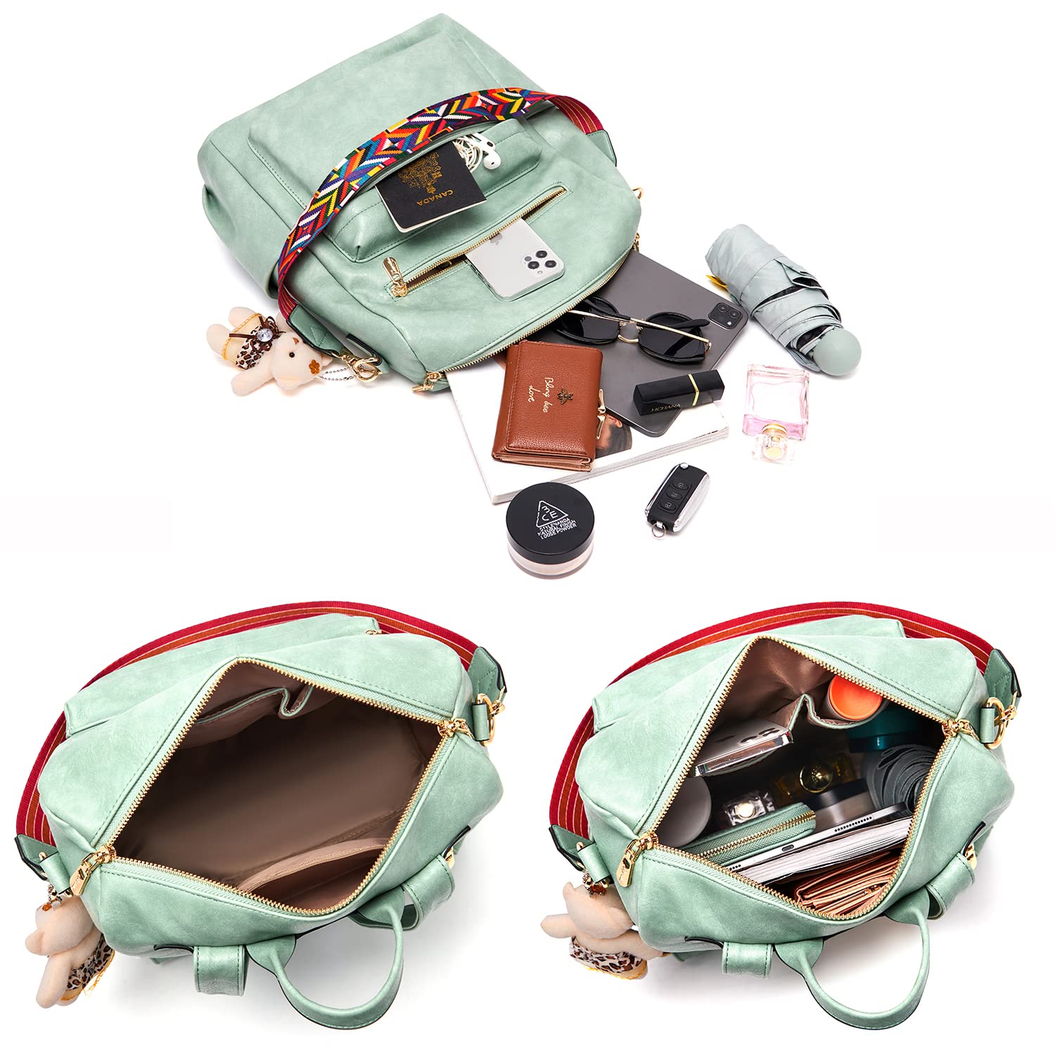 Soperwillton Women's PU Leather Backpack Purse - Travel & Daily Use