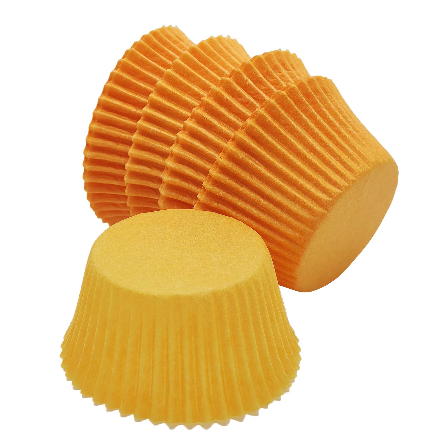 Premium Orange Greaseproof Cupcake Liners - Standard Size Muffin Baking Paper Cups (100 Count) - Perfect for Home Baking, Party Treats & Professional Bakeries