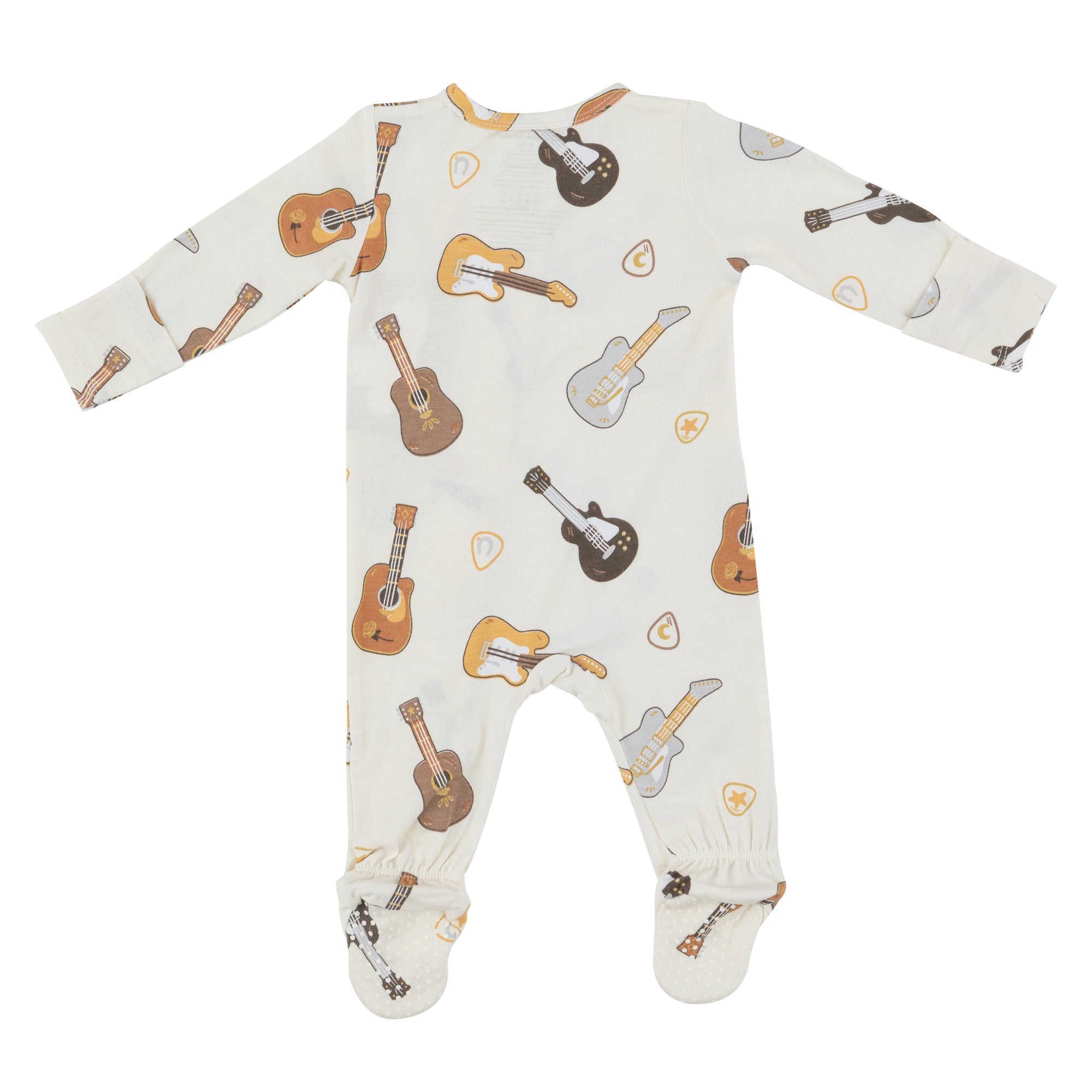 Bamboo 2-Way Zipper Footie Pajamas with Guitar Print - Soft & Comfortable Baby Sleepwear for Boys & Girls - Perfect for Bedtime & Lounging