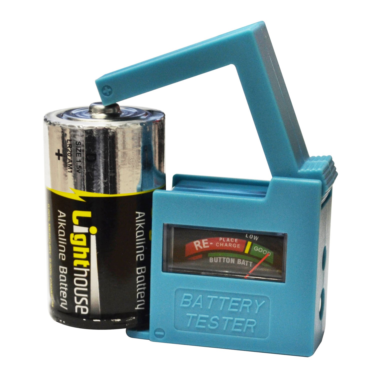 Faithfull DETBAT Battery Tester for AA/AAA/C/D/9V Batteries - Check Power Level of Alkaline & Rechargeable Cells - Perfect for Home, Office & Emergency Kits