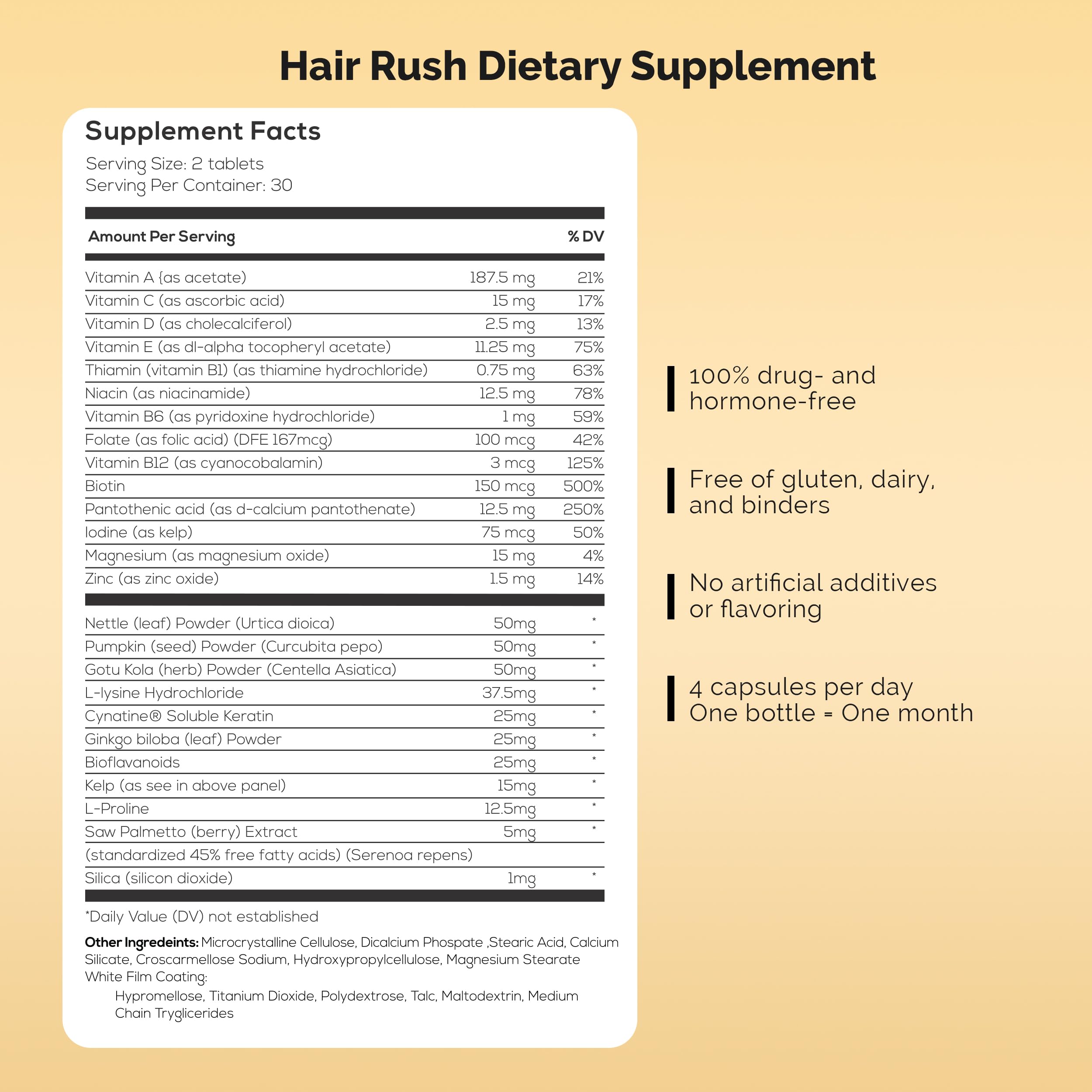 Hair Growth Vitamins with Solubilized Keratin - 23 Essential Nutrients for Thicker, Stronger Hair - Clinically Proven Supplement - 1 Month Supply - Perfect for Thinning Hair & Daily Hair Care Routine