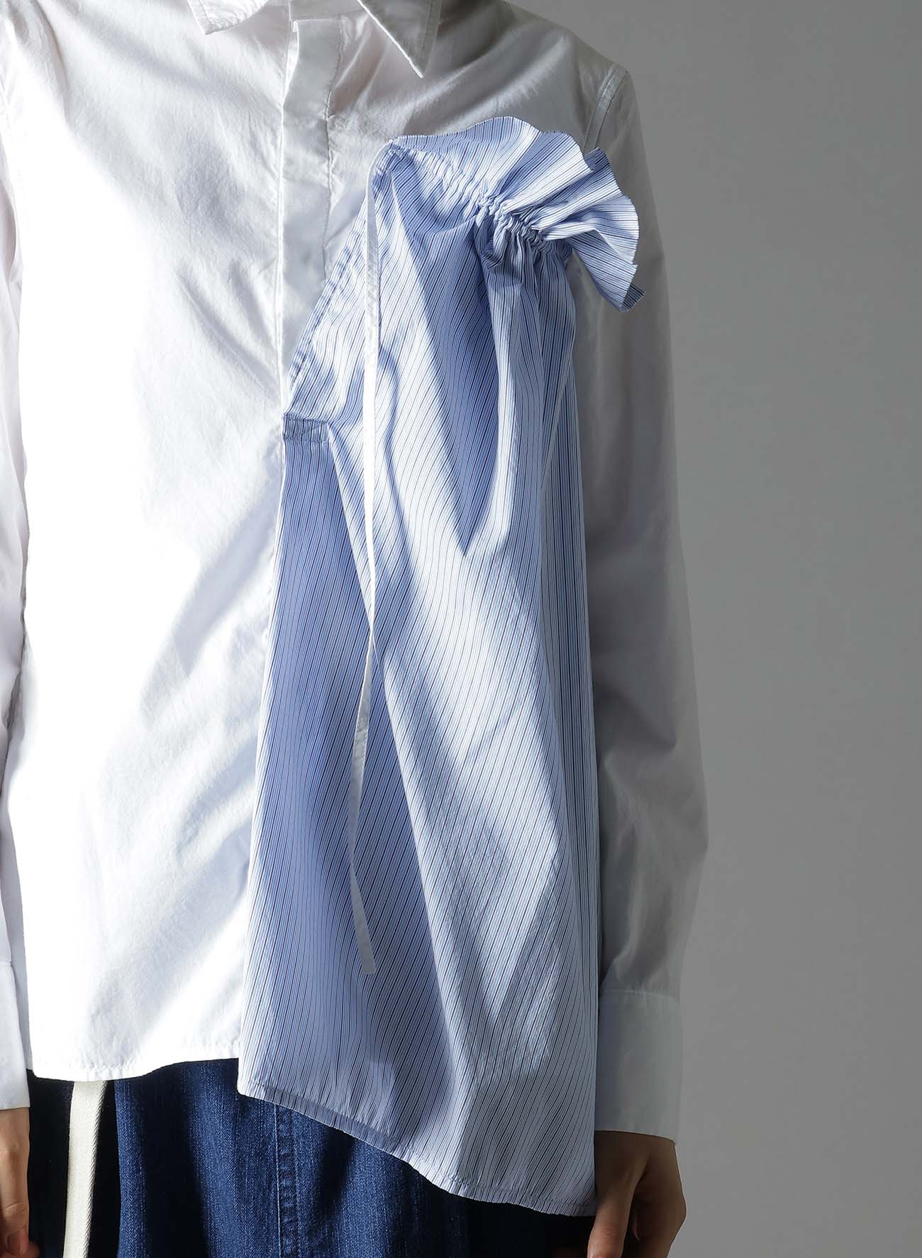 Cotton Broad Stripe Switching Gather Shirts for Women - Casual & Office Wear - Comfortable & Stylish Blouse for Everyday Outfits