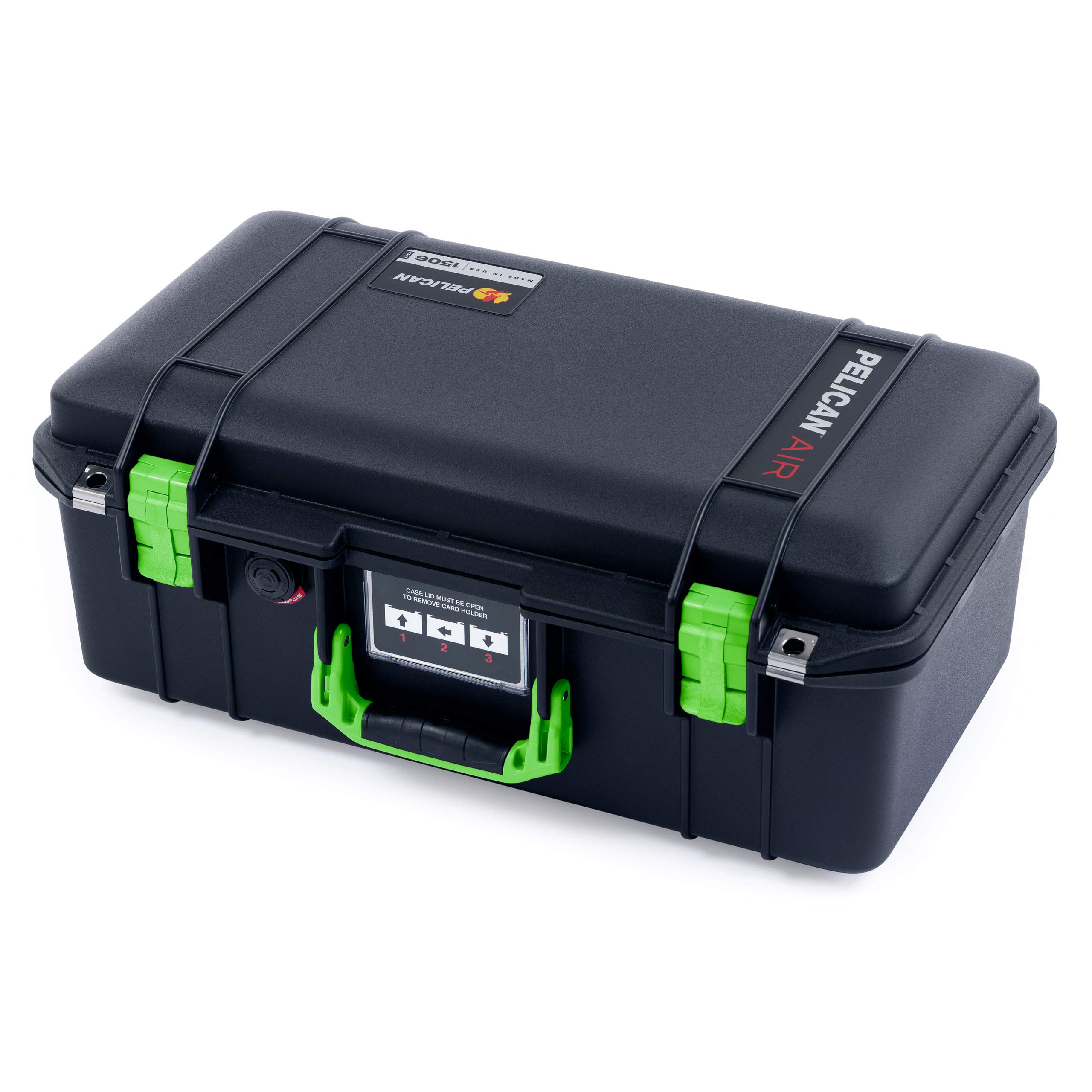 Pelican 1506 Air Case with Foam - Durable Black & Lime Green Protective Hard Case for Equipment Storage | Perfect for Travel, Photography Gear & Outdoor Adventures
