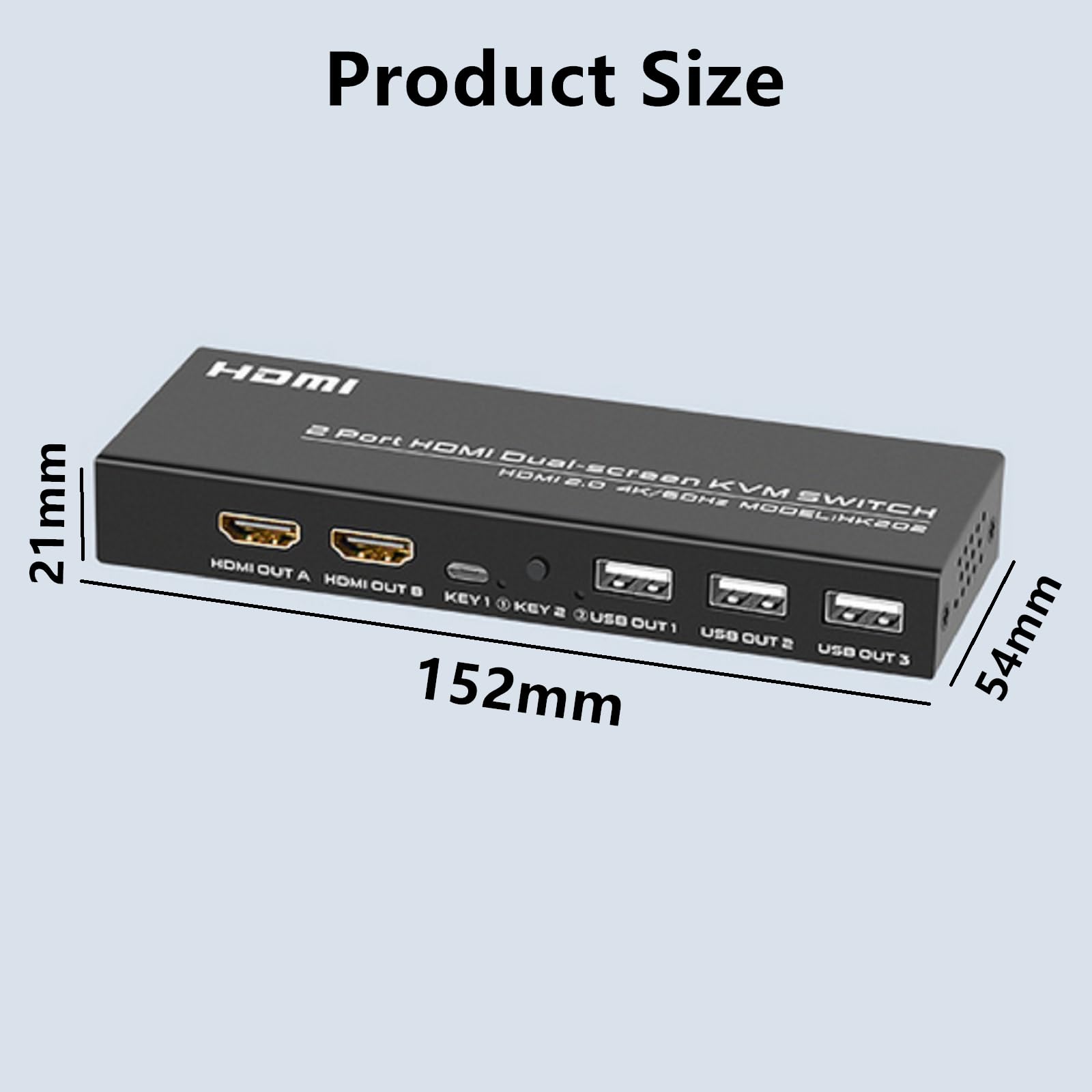 2 in 1 Out 4K 60Hz HDMI KVM Switch - Dual Monitor HDMI Selector Box with 2 USB Data Cables | Supports Windows, Mac, Linux | Perfect for Home Office, Gaming & Multi-Device Workstations