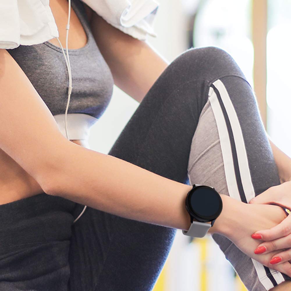 Samsung Watch Bands 20mm - Soft Silicone Replacement Sport Strap Compatible with Galaxy Watch Active 2 (40mm/44mm), Galaxy Watch 3 (41mm), Galaxy Watch Active & Galaxy Watch (42mm) - Perfect for Workouts, Running & Everyday Wear