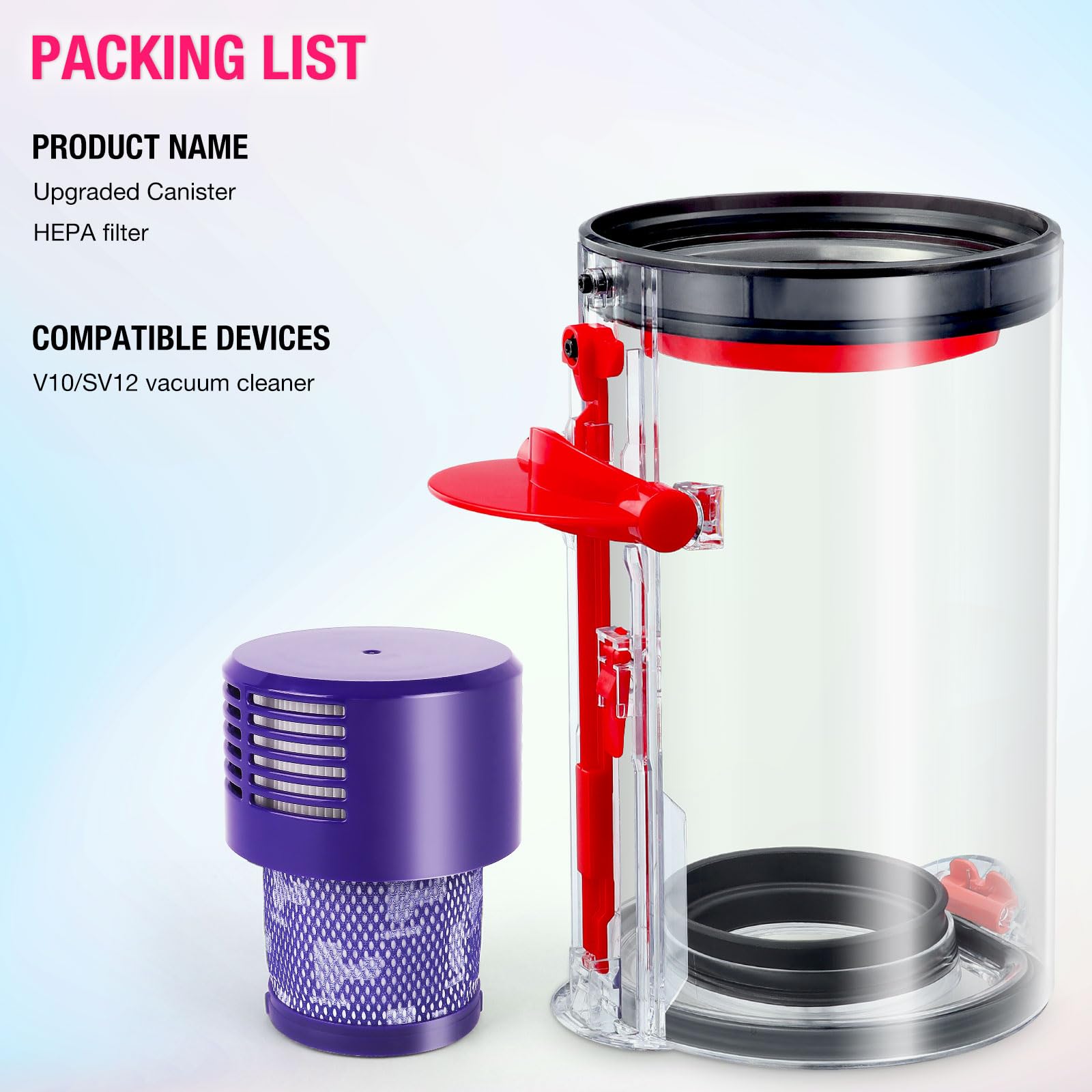 Upgraded Dyson V10 Vacuum Bin - Compatible with 969509-01 for Home Cleaning