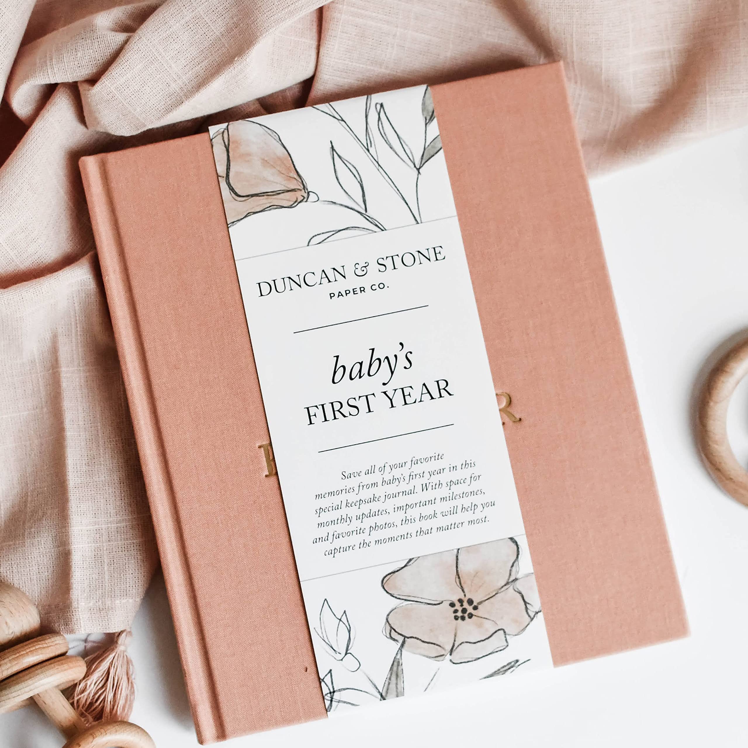 Baby Memory Book - First Year Keepsake Journal to Record Milestones, Photos & Memories | Pregnancy & Newborn Gift | Dusty Rose 112 Pages | Perfect for Baby Showers, Christenings & First Birthday Gifts