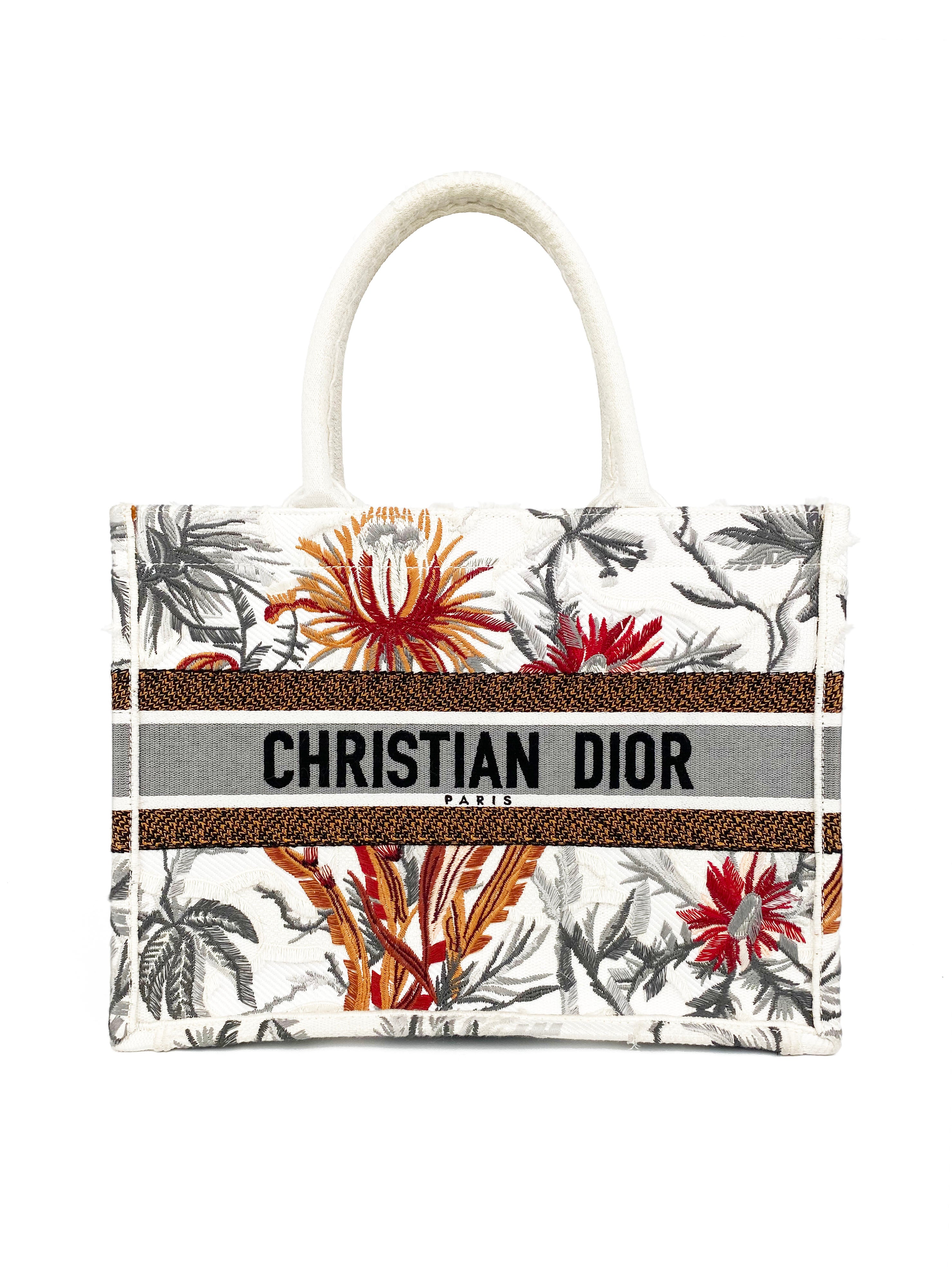 Christian Dior White Limited Edition Book Tote Bag with Floral Accents - Perfect for Travel, Work & Luxury Fashion Accessories