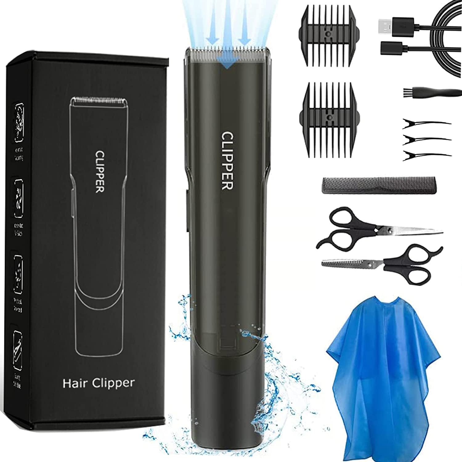 Bufccy Professional Cordless Vacuum Hair Clippers for Men - Rechargeable Beard Trimmer Kit with Powerful Hair Suction, Waterproof Design for Beards, Facial Hair & Stubble | Perfect for Home Grooming, Travel & Barber Use