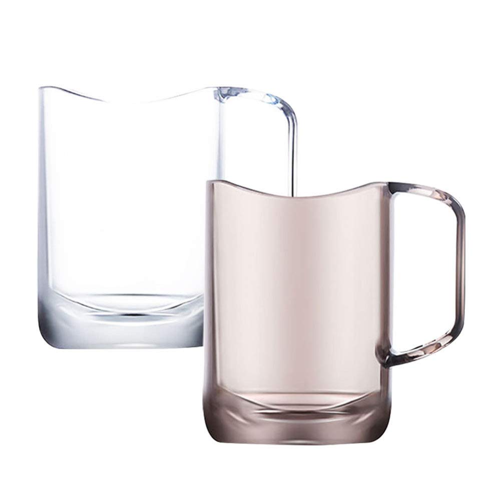 HEMOTON 2-Pack Clear Toothbrush Holder with Handle - Transparent Bathroom Cup for Toothpaste, Makeup Brushes & Coffee - Perfect for Home, Office & Travel Organization