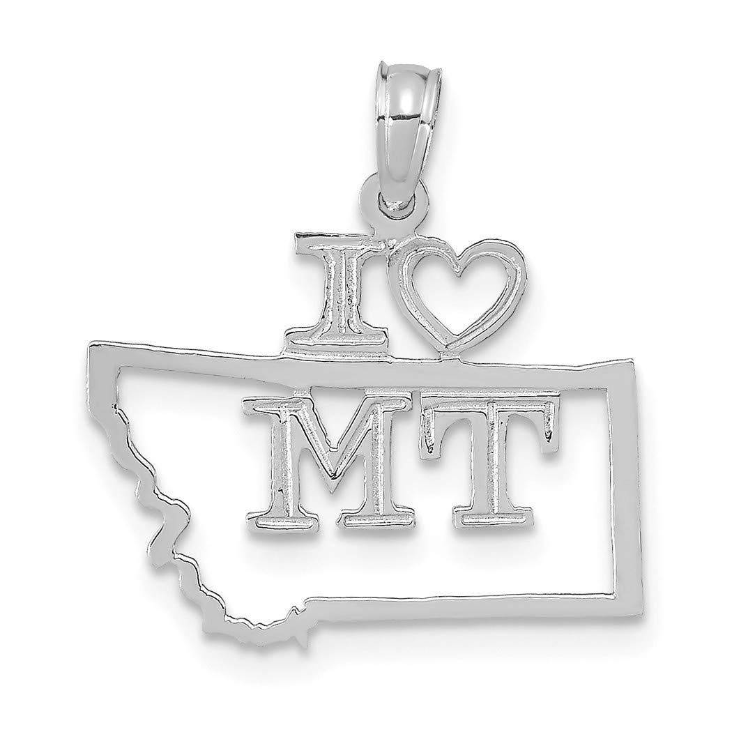 14K White Gold Solid Montana State Pendant Necklace - Dainty Jewelry Gift for Women, Mom, Wife - Perfect for Birthday, Anniversary, Valentine's Day & Graduation Gifts