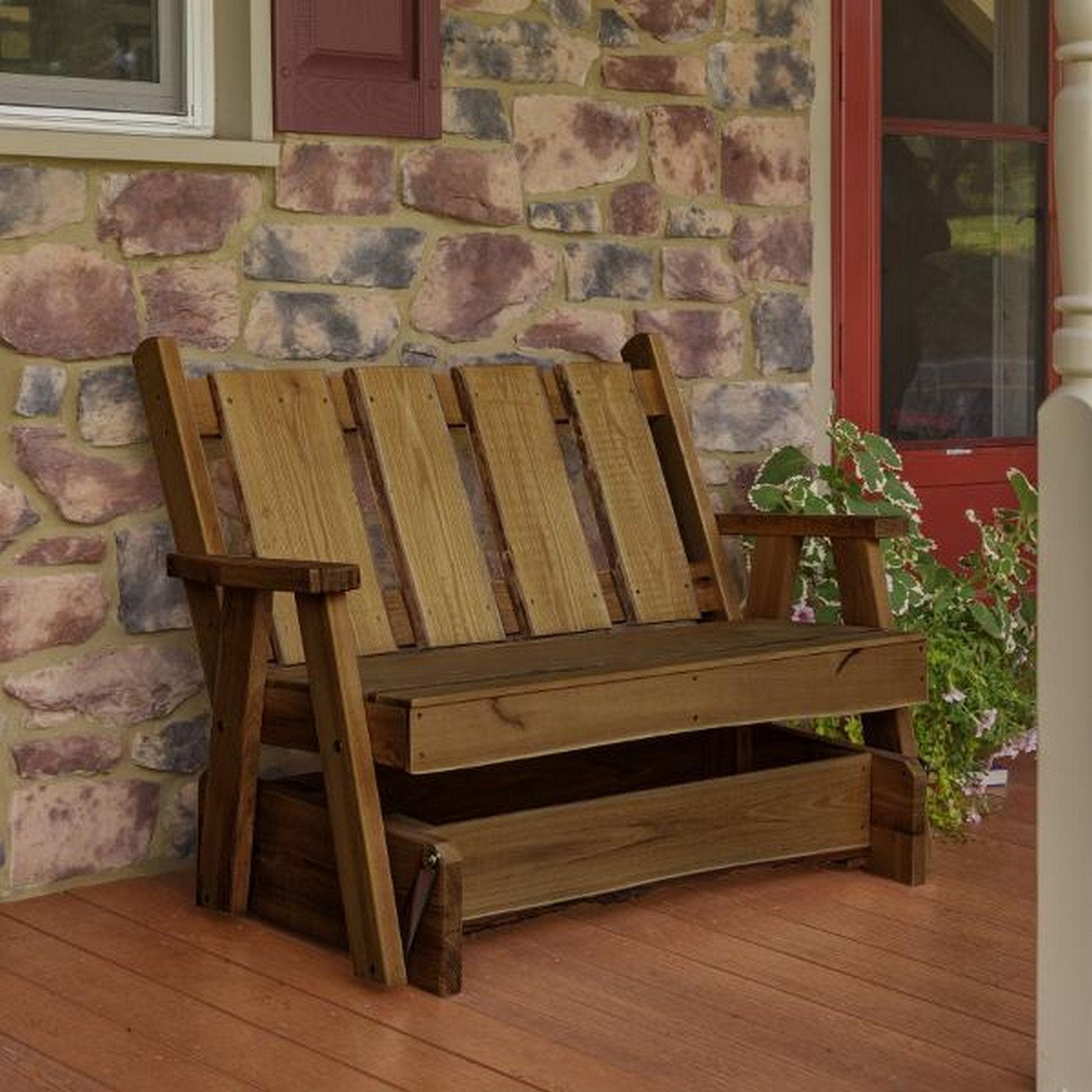 Timberland Garden Bench by A&L Furniture - Outdoor Wooden Bench for Patio, Garden, and Backyard - Durable & Weather-Resistant for Year-Round Use