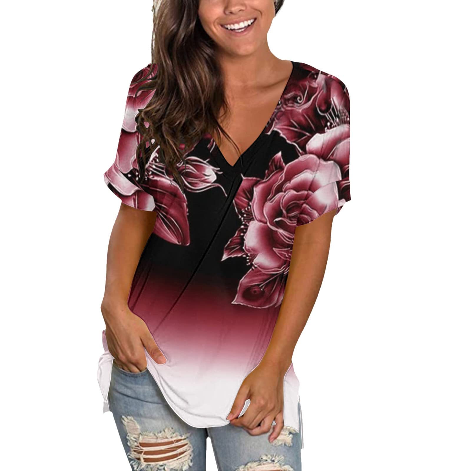 Stylish Women's Casual Solid Button Pleated T-Shirt Blouse | 3/4 Sleeve Shirt & Tank Top for Everyday Wear | Perfect for Office, Dating & Weekend Outfits