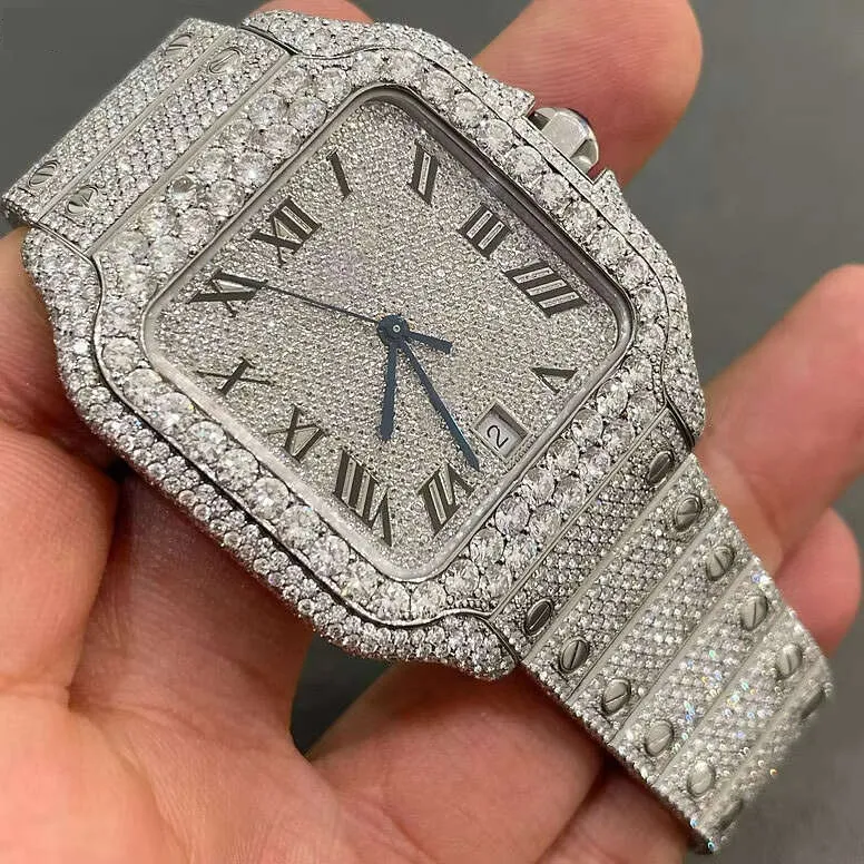 Luxury Iced Out VVS Moissanite Stainless Steel Diamond Watch for Men - Perfect for Parties, Weddings & Special Occasions