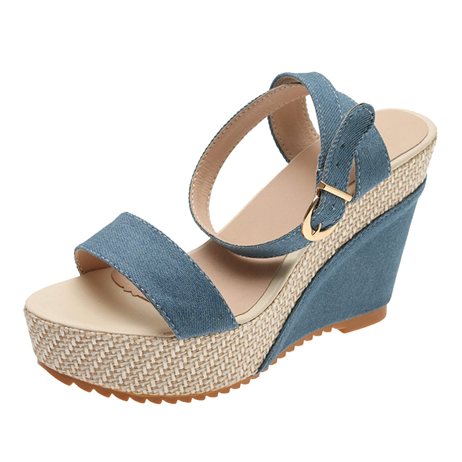 Women's Casual Summer Wedge Sandals with Button Detail - Open Toe Chunky Heel Shoes for Beach, Vacation & Everyday Wear | Prom & Party Footwear