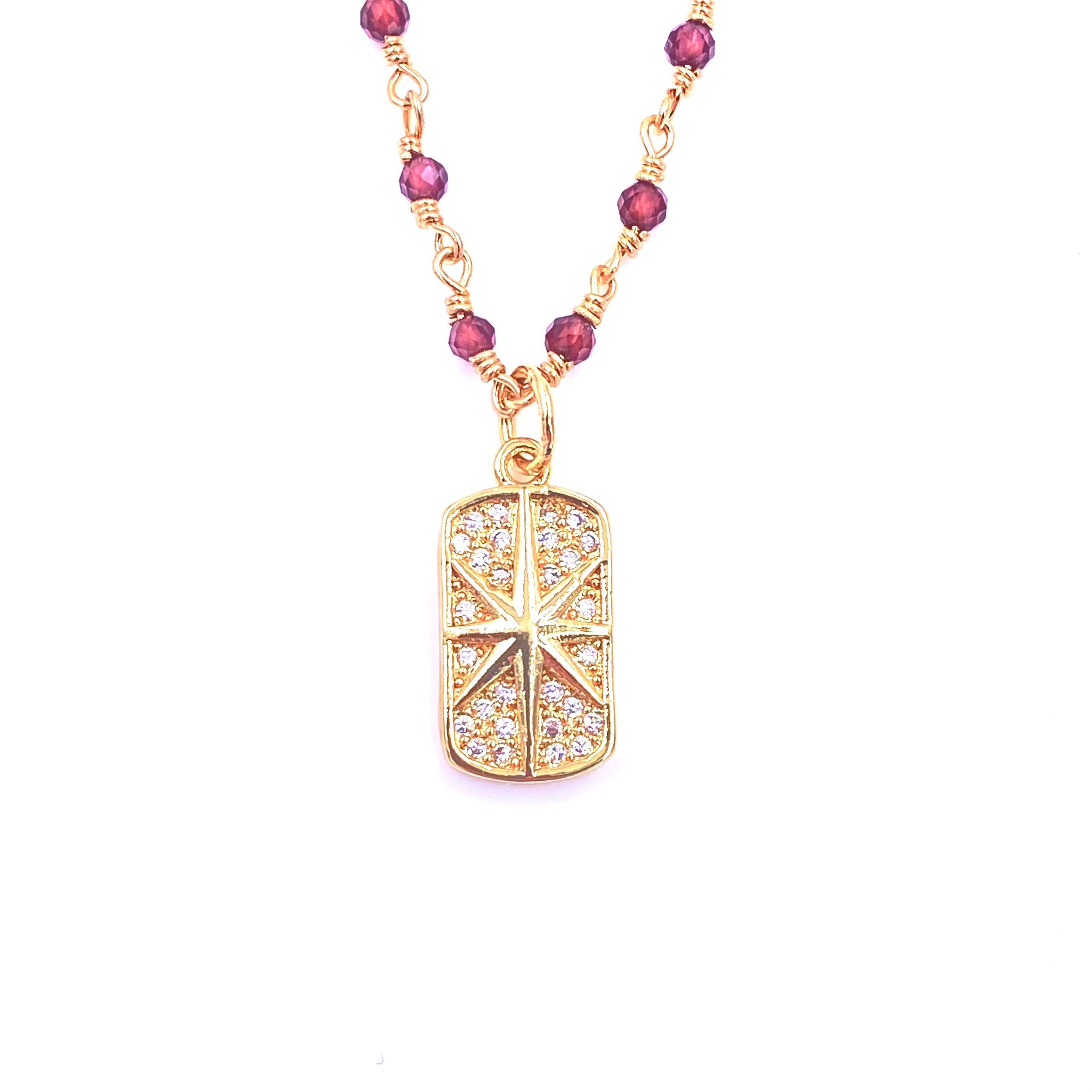 Ashley Gold Stainless Steel Beaded Chain Necklace with CZ Star Pendant - 18K Gold Plated Jewelry for Women, Perfect for Parties, Weddings & Everyday Wear