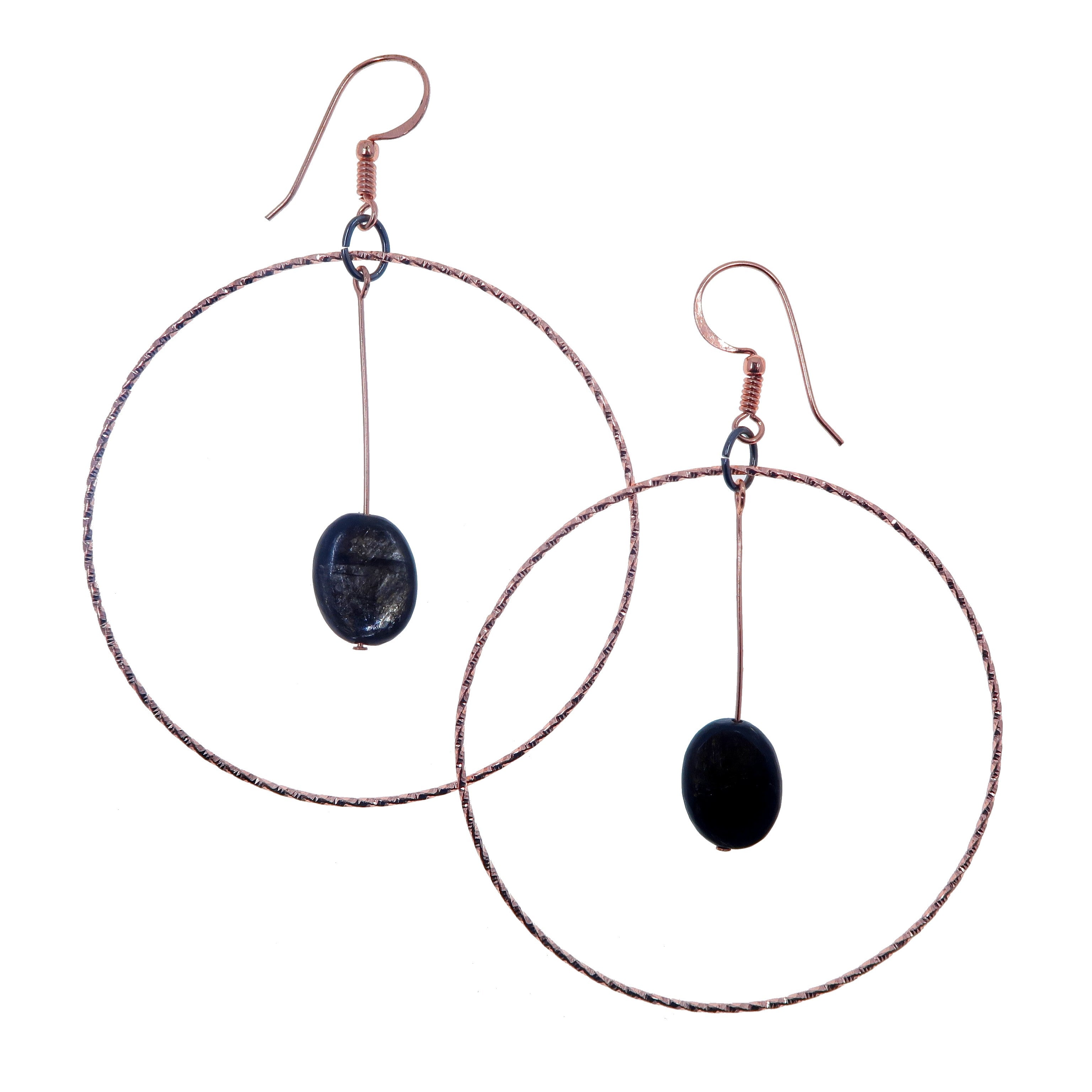 Stylish Mica Earrings - Large Copper Hoop Earrings with Protective Crystals | Perfect for Everyday Wear, Boho Fashion & Spiritual Healing