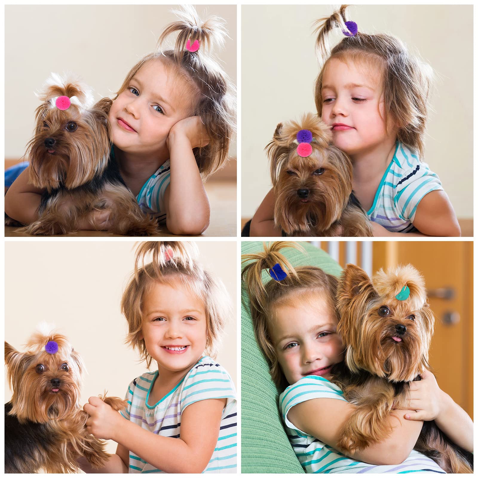**Colorful Small Dog Bows with Ball Design - 24pcs Pet Grooming Hair Accessories for Puppies, 0.78