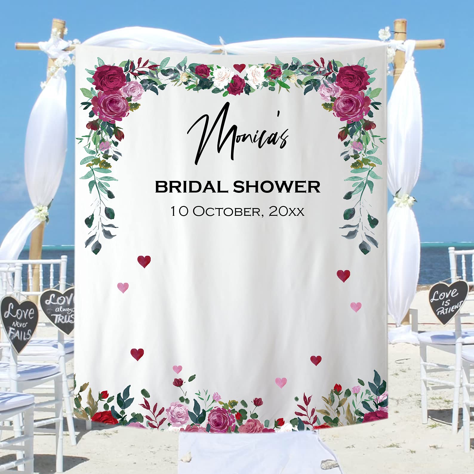 Custom Bridal Shower Backdrop - Personalized Wedding Tapestry Decor for Baby Showers, Graduations & Photo Booths (60x80 Inch Wall Hanging Art) | Perfect for Wedding Receptions, Birthday Parties & Home Decor