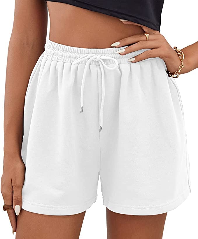Heyakso Women's High Waist Sweat Shorts with Drawstring - Elastic Casual Athletic Shorts for Yoga, Running, Gym & Lounge Wear