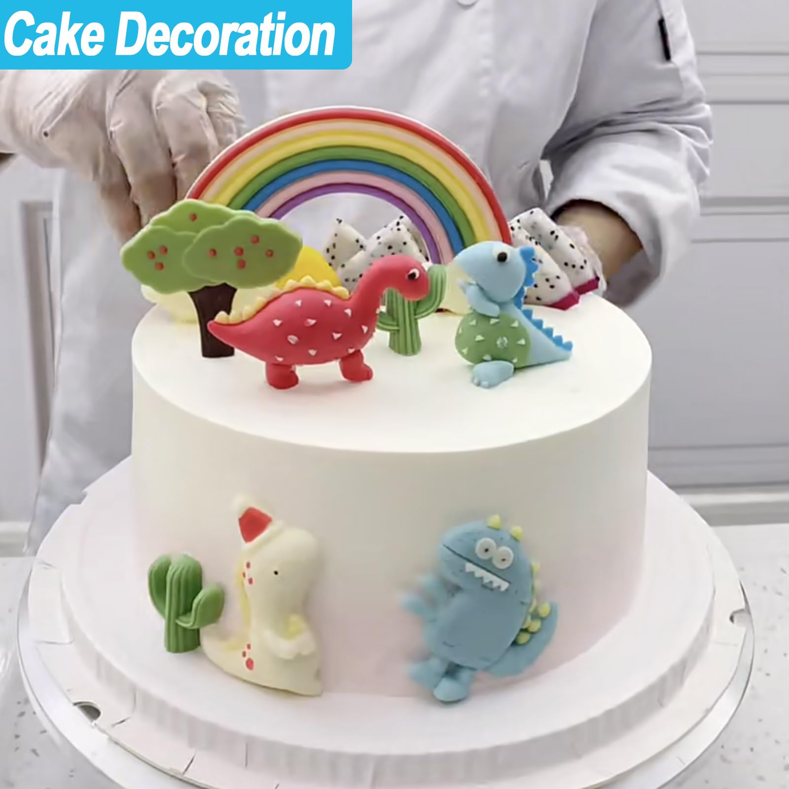 2 Pack Blue Silicone Dinosaur Molds - 3D Dinosaur Jello, Chocolate, Candy, Cookie & Soap Molds for Baking, Crayons, Desserts, Cupcake Toppers & Cake Decorations - Perfect for Kids Birthday Parties, DIY Crafts & Holiday Treats