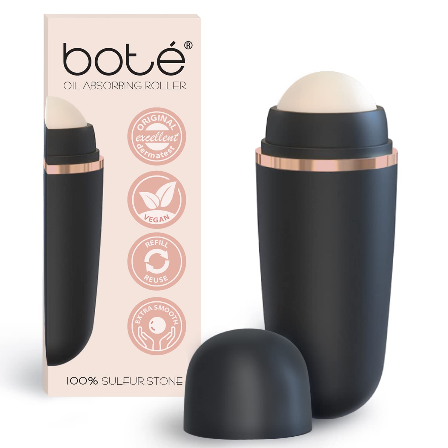 BOTÉ Volcanic Face Roller for Oily Skin Care - Oil Absorbing Roller to Reduce Shine & Clean Skin with Makeup On - Best Anti-Shine Skincare Tool for Daily Use & Travel
