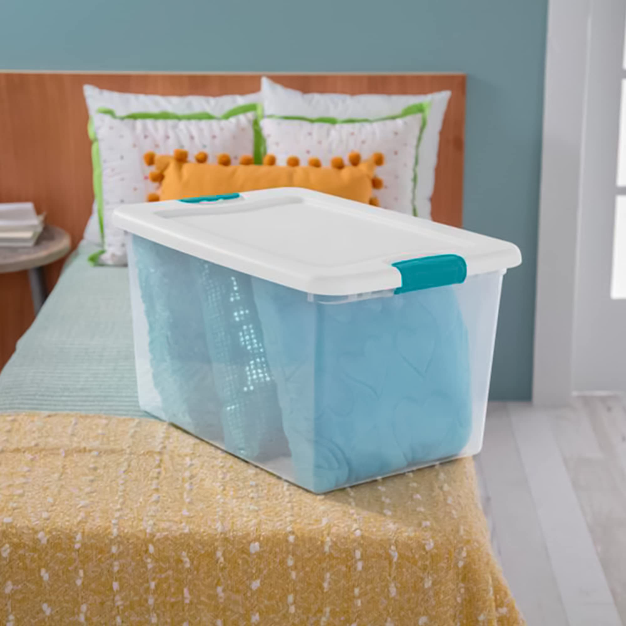 Sterilite 64 Quart Clear Plastic Storage Bins with Latching Lids - 6-Pack Organizer Totes & 4-Pack Medium Clip Boxes for Home Organization, Garage Storage, and Moving Supplies