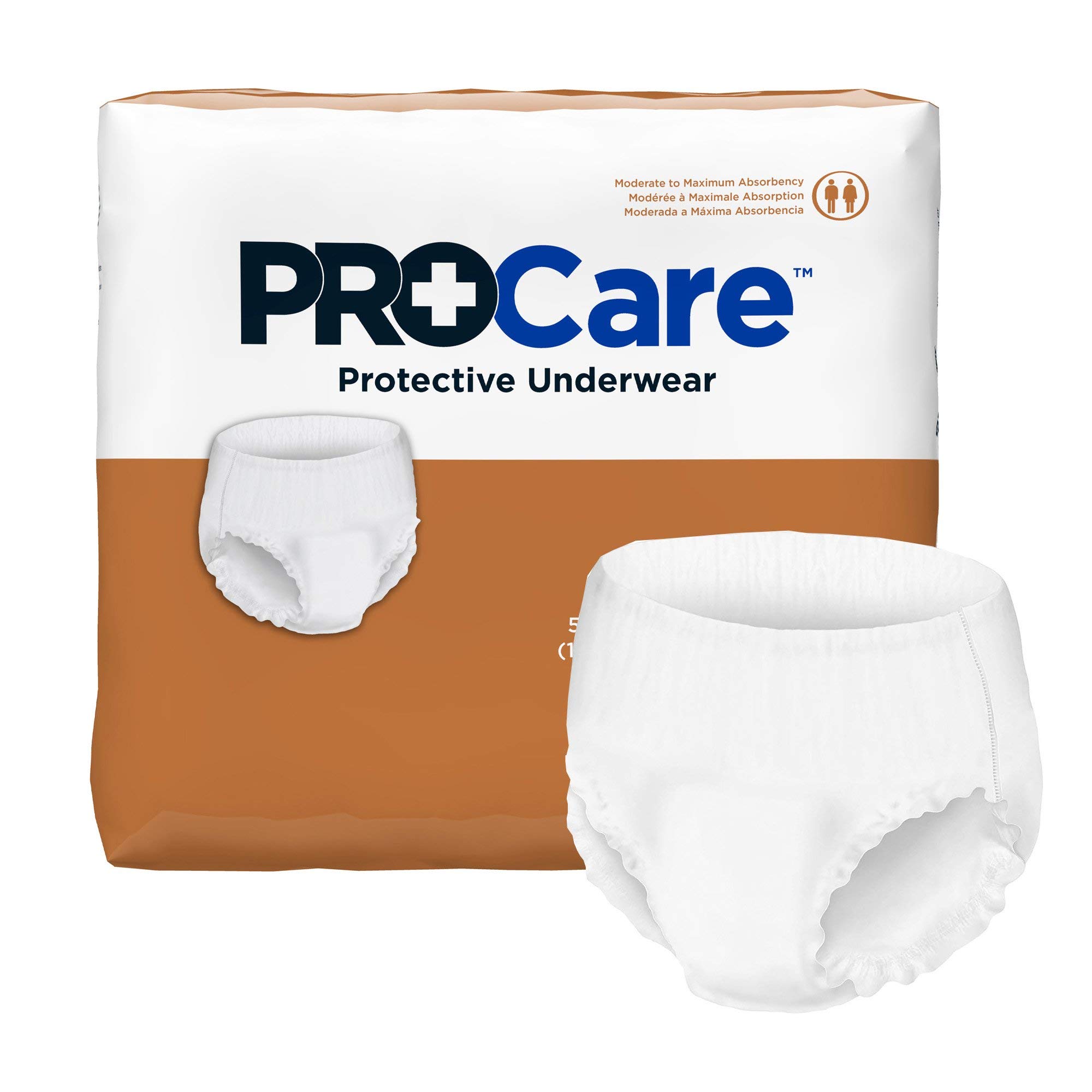 ProCare CRU-514 Adult Absorbent Underwear for Incontinence - 56 Count Case Pack - Comfortable & Disposable Briefs for Men & Women - Ideal for Overnight Protection, Travel & Post-Surgery Care