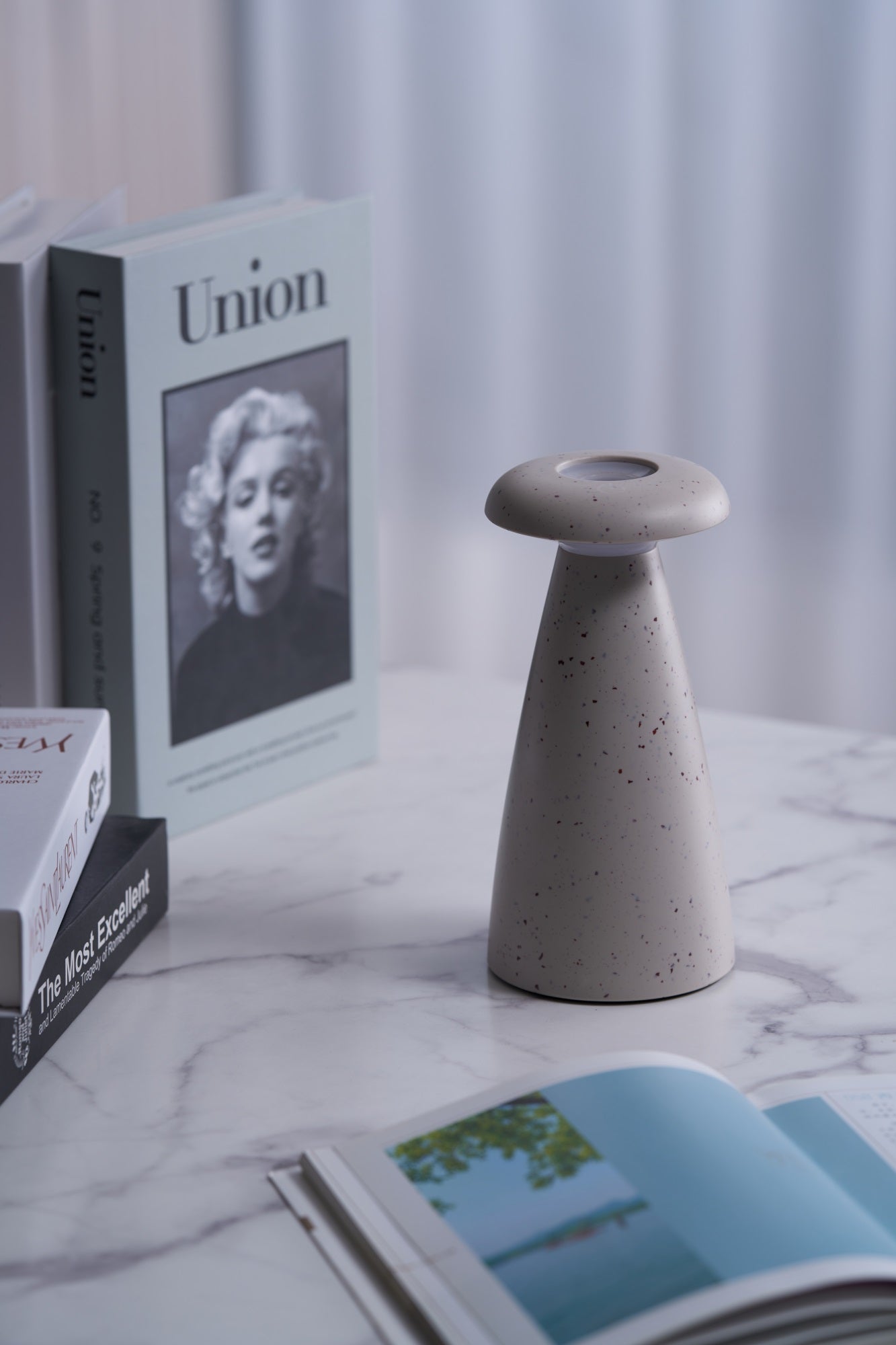 Noko Mushroom Rechargeable Table Lamp - USB-C LED Night Light for Bedroom, Nursery & Living Room - Dimmable Ambient Lighting for Reading & Relaxation