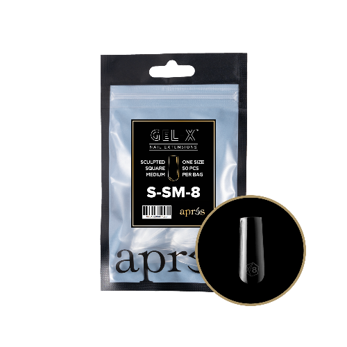 Apres Gel X Refill Tips 2.0 (50pc) - Sculpted Medium Square Nail Extensions for Professional Salon & DIY Manicure at Home
