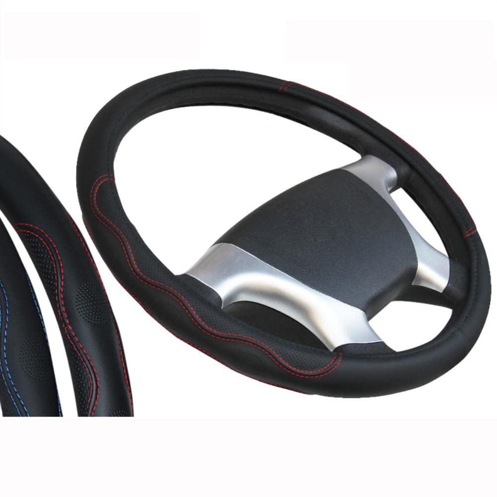Premium GM Truck PU Leather Embossed Steering Wheel Cover - Universal Fit (36CM/38CM/40CM/42CM/45CM/47CM/50CM) - Non-Slip Grip & Heat Protection for Pickup Trucks & SUVs - Ideal for Road Trips & Off-Road Adventures