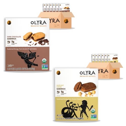 Organic Breakfast Biscuits Bundle - Dark Chocolate & Hazelnut Cocoa (12 Boxes Total) | Low Sugar High Fiber Protein Cookies | Vegan Snacks for Work, Travel & Healthy Breakfast