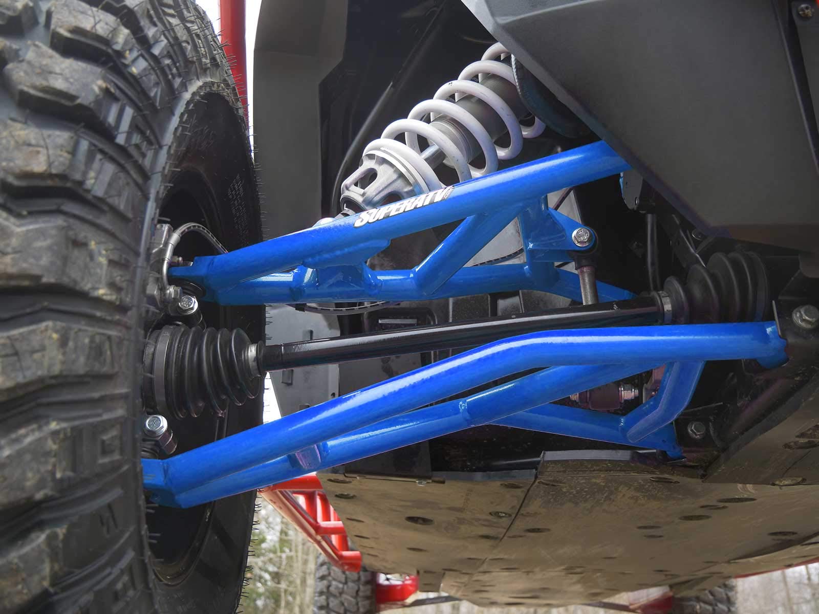 SuperATV Heavy Duty High Clearance Lower Front A Arms for 2016-2021 Polaris RZR XP Turbo/XP 4 Turbo - Voodoo Velocity Blue - Includes Heavy Duty Ball Joints - Non-Adjustable - Off-Road UTV Accessories for Trail Riding & Dune Bashing