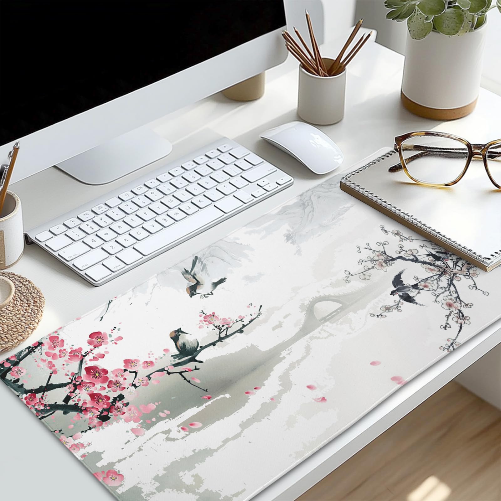 Cherry Blossom Gaming Mouse Pad - Large Non-Slip Desk Mat for PC, Office & Home Use