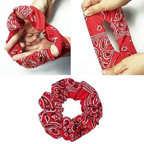 Shidara Bandana Print Scrunchies Hair Ties for Women - Soft Cotton Hair Bands & Elastics - 5 Piece Set - Perfect for Workouts, Yoga, and Everyday Styling