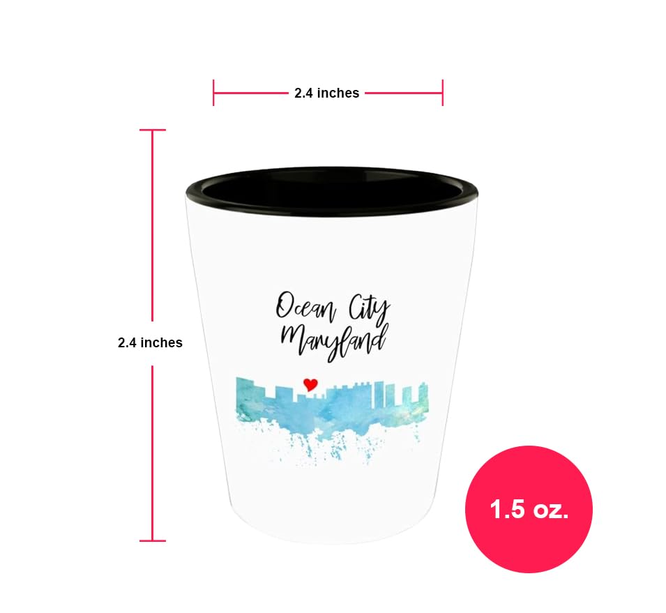 Ocean City Maryland Shot Glass - Best Maryland Lover Gifts for Souvenirs & Collectibles - Perfect for Beach Parties, Bar Decor & State Pride Gifts