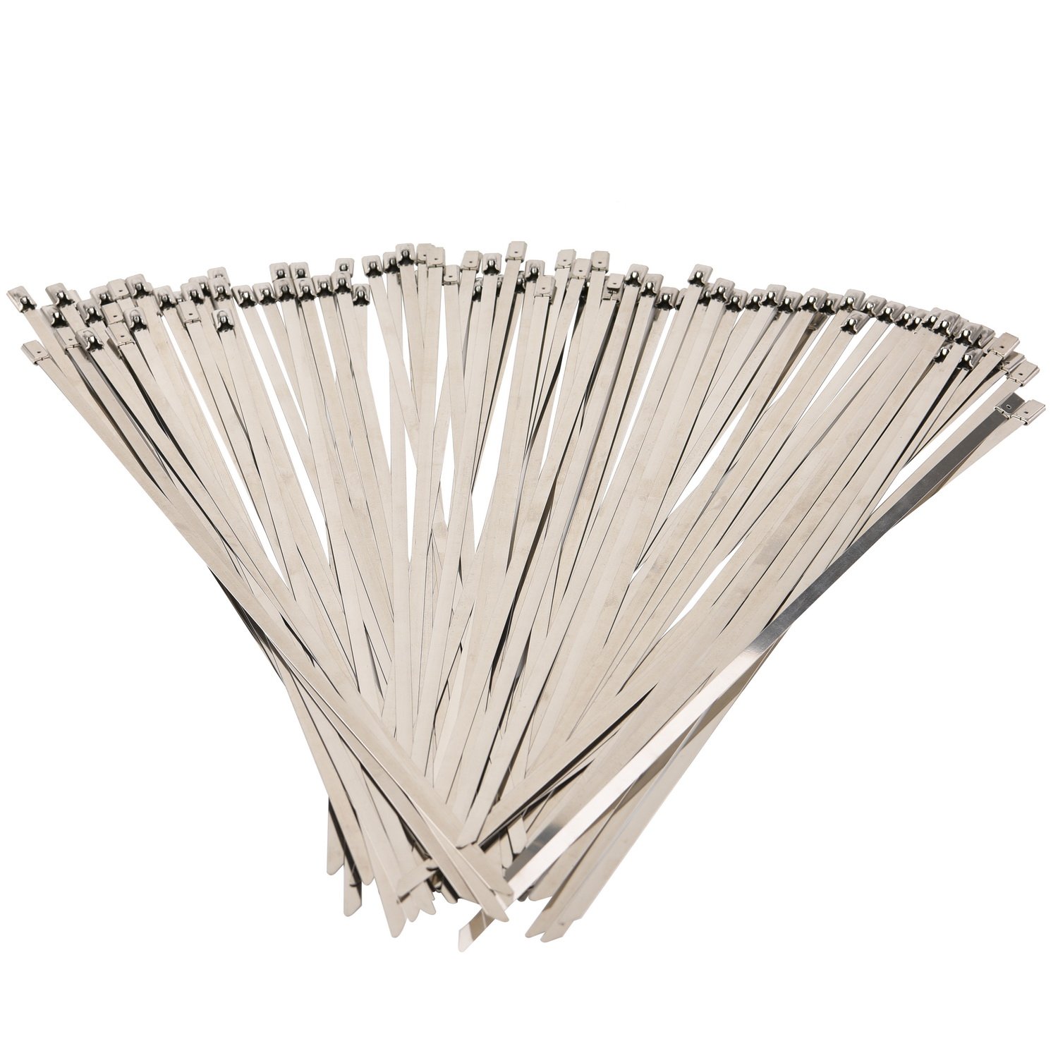 Stainless Steel Locking Cable Ties - Heavy Duty Metal Zip Ties (100pcs, 11.8 Inch) - Corrosion Resistant Exhaust Wrap Coated for Automotive, HVAC, Marine & Industrial Use