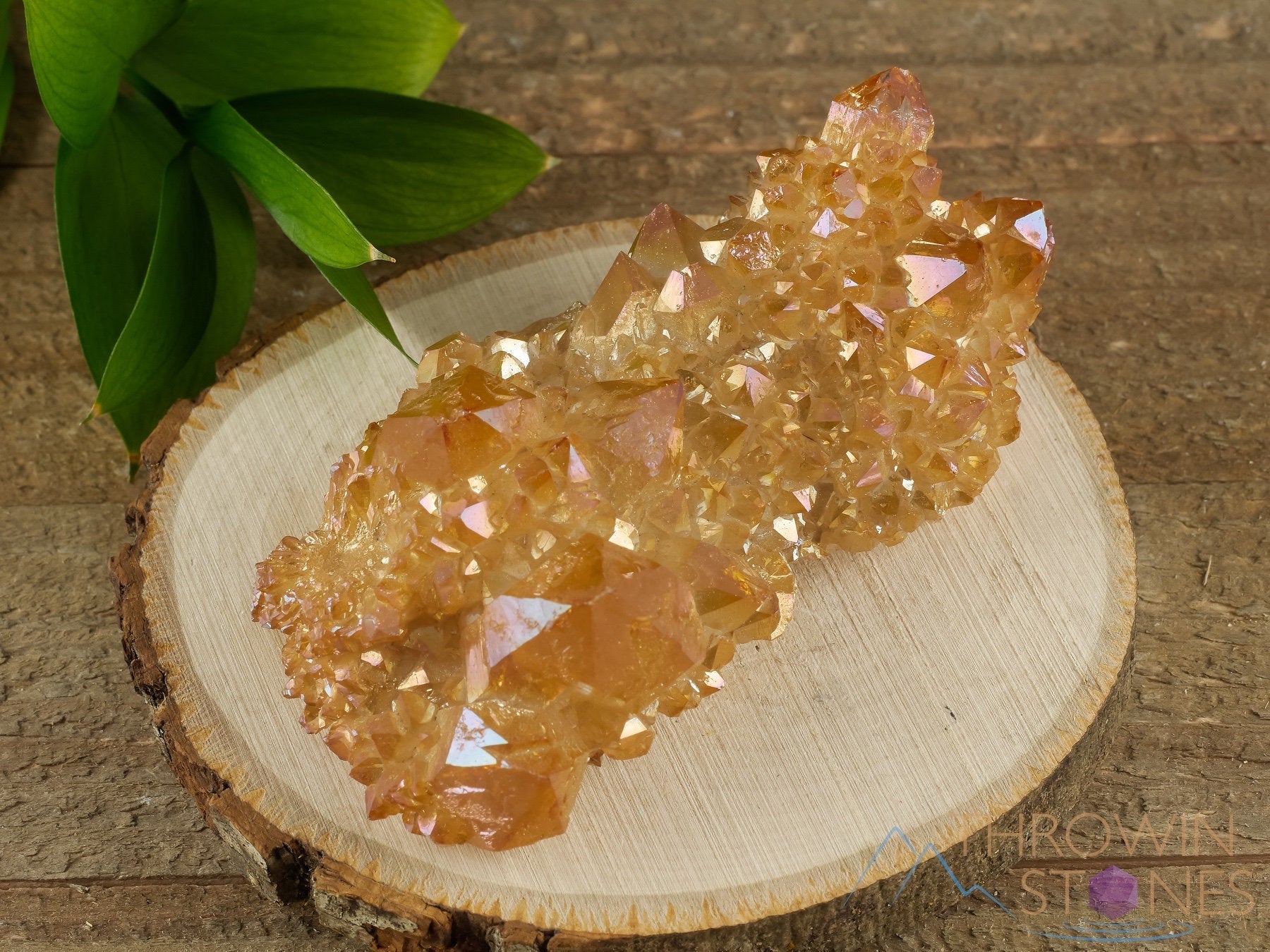 Orange Tangerine AURA QUARTZ Crystal Cluster - Rainbow Quartz Healing Stone, Natural Spirit Quartz Cluster for Home Decor, Meditation & Energy Healing (R0511) | Perfect for Yoga Spaces, Office Desk & Spiritual Gifts