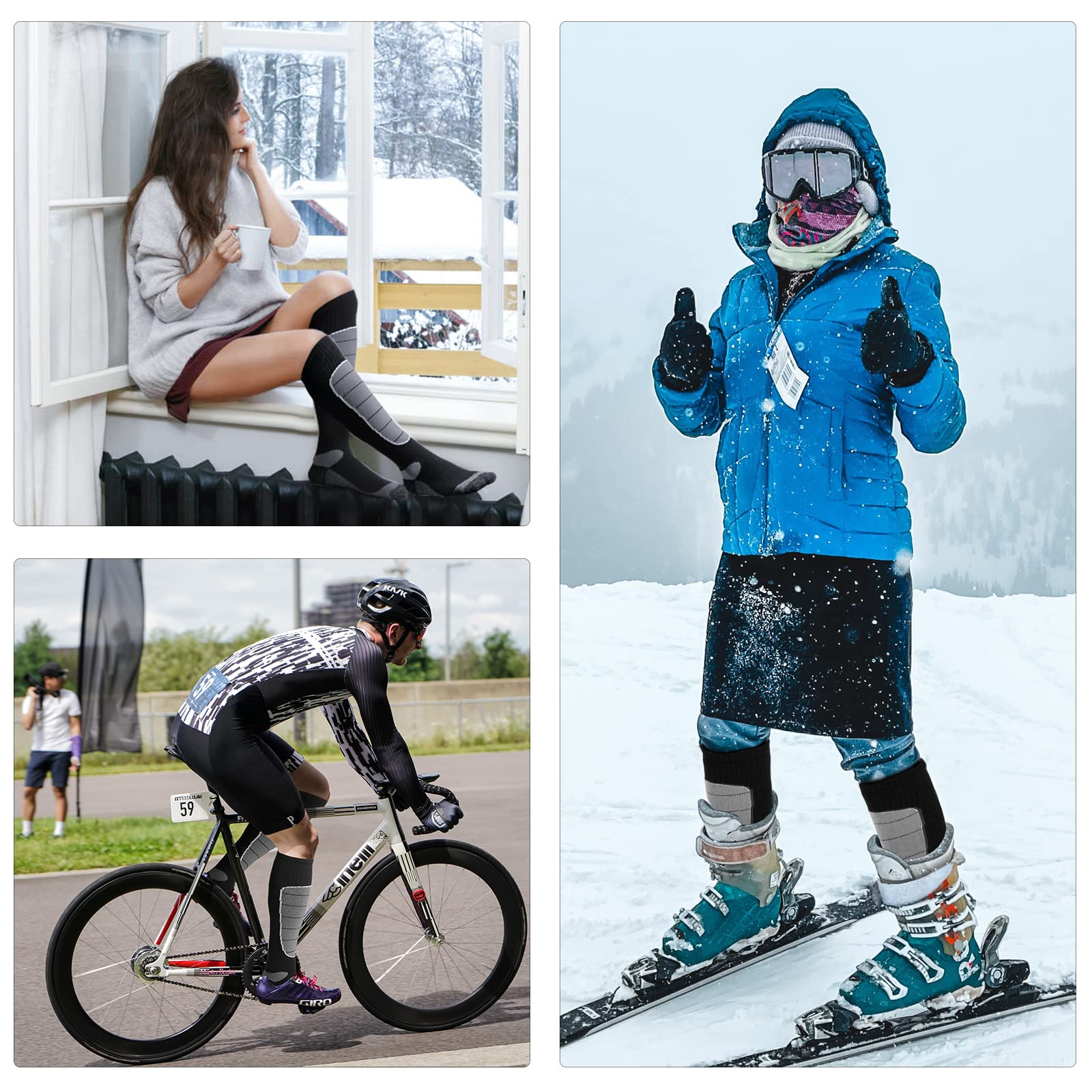Hylaea Merino Wool Ski Socks - Thermal Knee-High Warm Socks for Snowboarding, Skiing & Winter Sports | Cold Weather Hiking & Hunting Socks | Moisture-Wicking & Odor-Resistant for All-Day Comfort