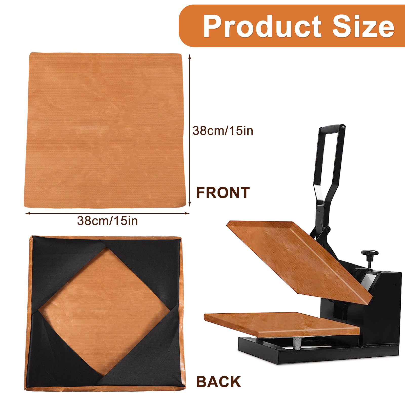 2PCS 15x15 Inch Heat Resistant Reusable Wrap Cover for Heat Press Machine - Sublimation Pressing Accessories for T-Shirts, Mugs & DIY Crafts